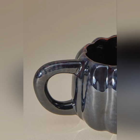 Anthropologie Iridescent Black Pumpkin Mug//GUC// comes with free painting - Picture 2 of 9